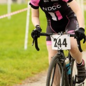 Maia Simmons on way to victory at the Round 8 of the Ulster Cyclo-cross series in St. Columb's Park